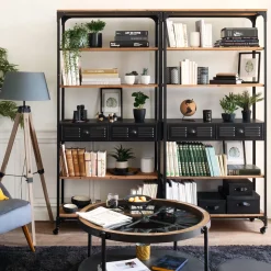 ATMOSPHERA Bibliothèque 4 étagères et 2 tiroirs 