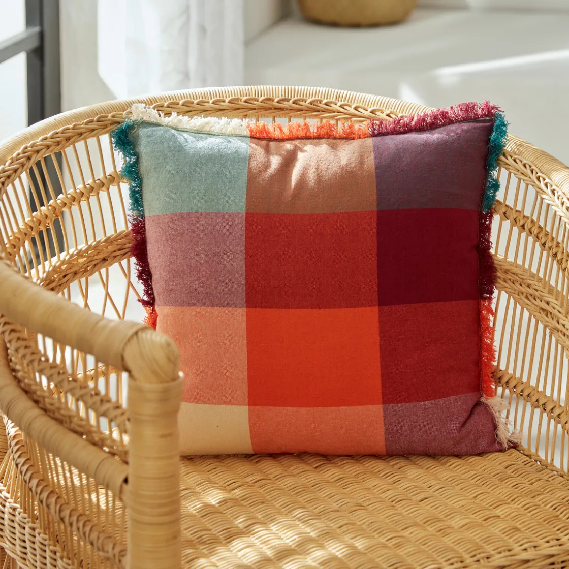 ATMOSPHERA Coussin madras à franges "Yucatan" Best