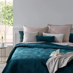 ATMOSPHERA Dessus de lit "Feuille", velours Sale