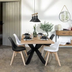 ATMOSPHERA Ensemble table à manger extensible "Olaf" + 4 chaises "Baya" New