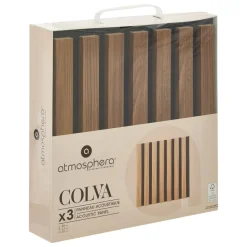 ATMOSPHERA Lot de 3 panneaux décoratifs tasseaux bois Colva