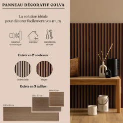 ATMOSPHERA Lot de 3 panneaux décoratifs tasseaux bois Colva Discount