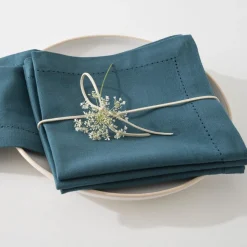 ATMOSPHERA Lot de 4 serviettes de table "Chambray" New