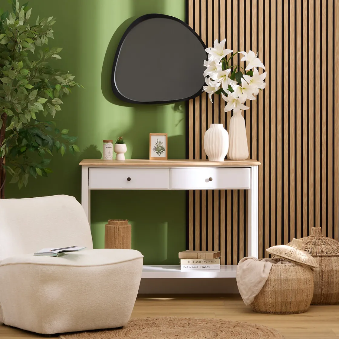 ATMOSPHERA Panneau décoratif tasseaux bois Colva Discount
