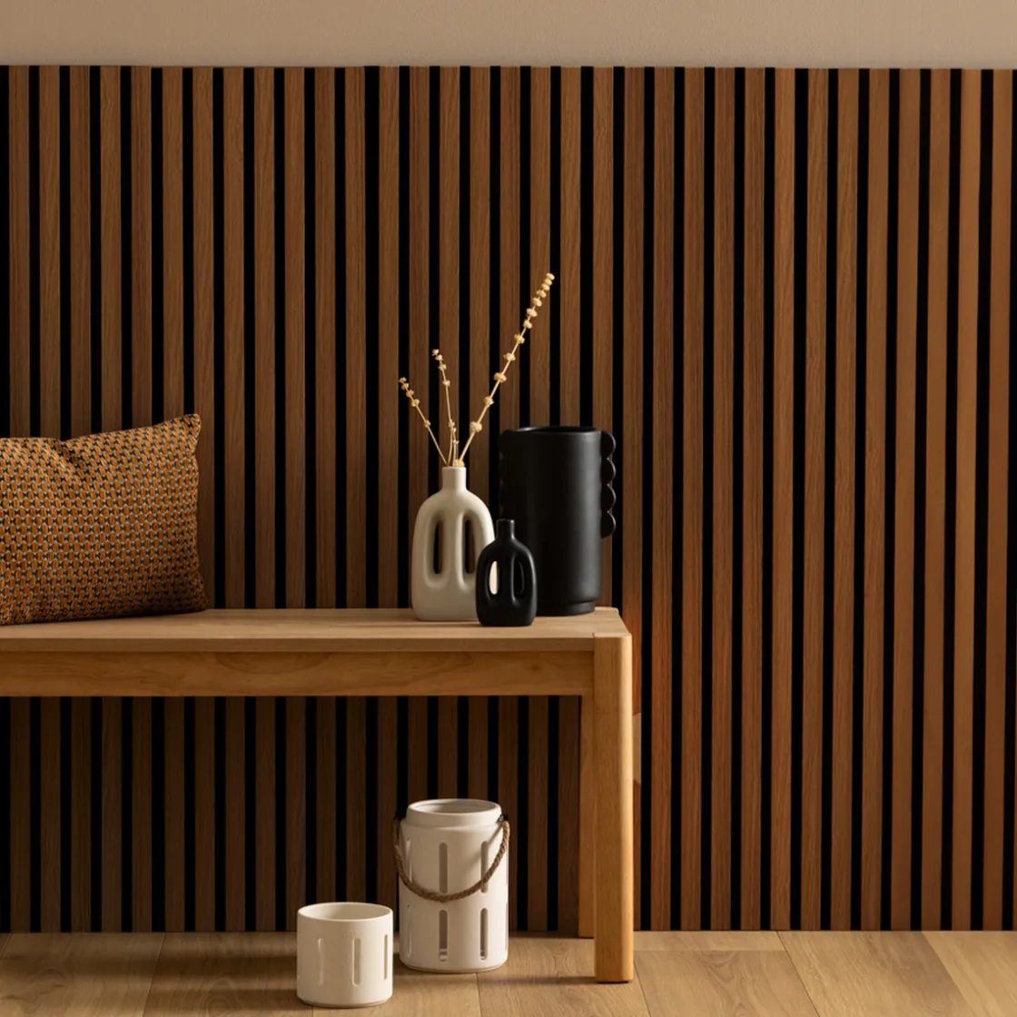 ATMOSPHERA Panneau décoratif tasseaux bois Colva - 120x60x2,1 cm - Effet noyer Best