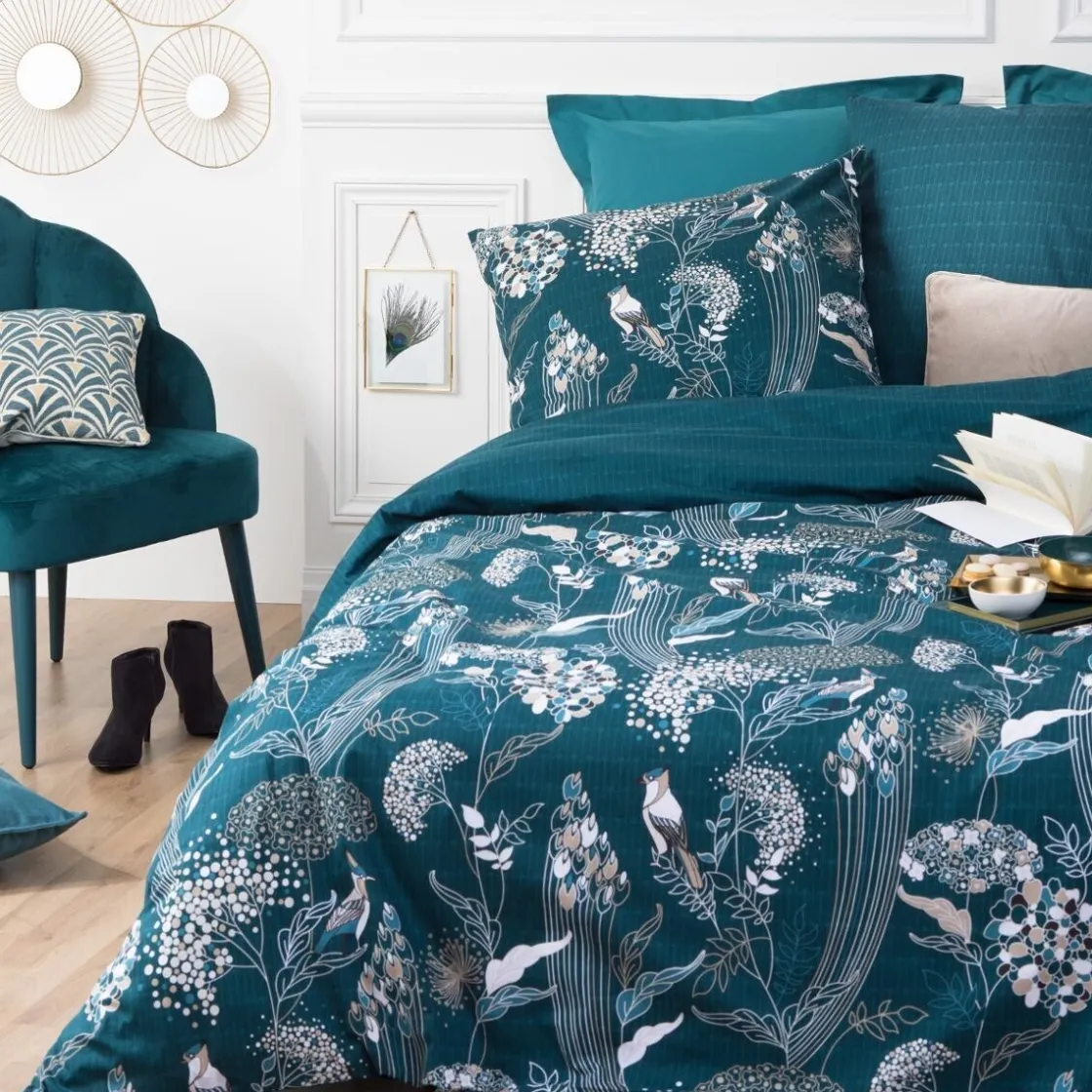 ATMOSPHERA Parure de lit 3 pièces "Art Déco Paon" New