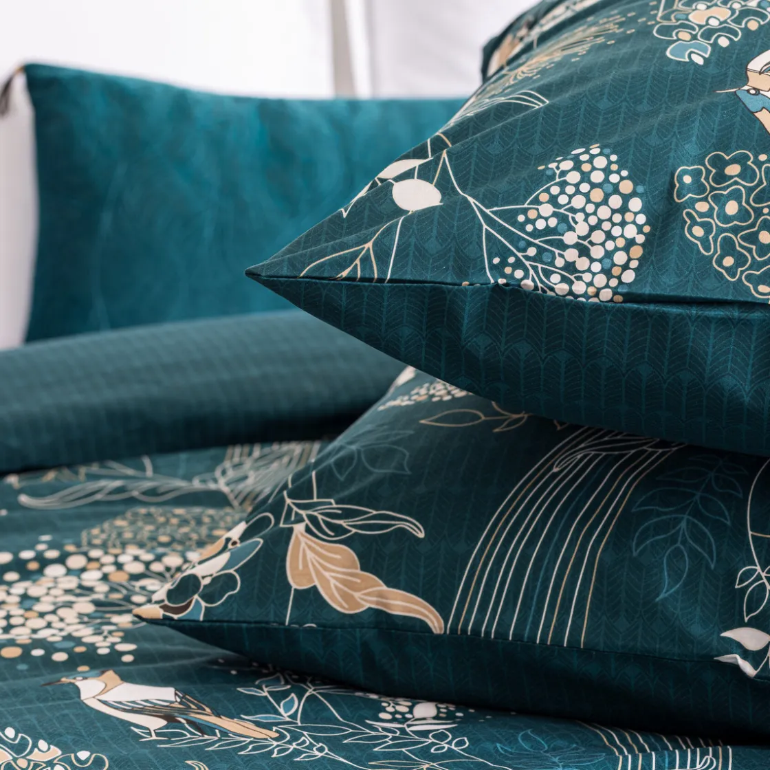 ATMOSPHERA Parure de lit 3 pièces "Art Déco Paon" New