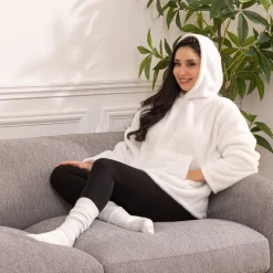 ATMOSPHERA Plaid à manches capuche flanelle "teddy" New