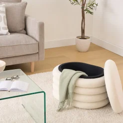 ATMOSPHERA Pouf coffre bouclette 