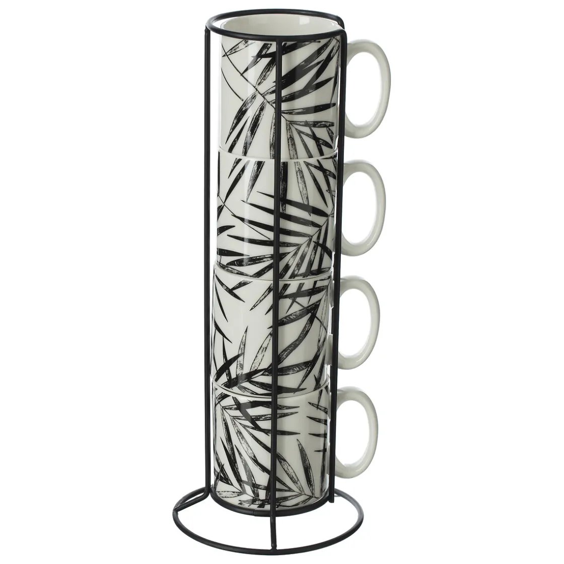 ATMOSPHERA Rack 4 mugs "Floral green" Outlet