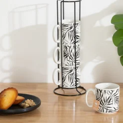 ATMOSPHERA Rack 4 mugs "Floral green" Outlet