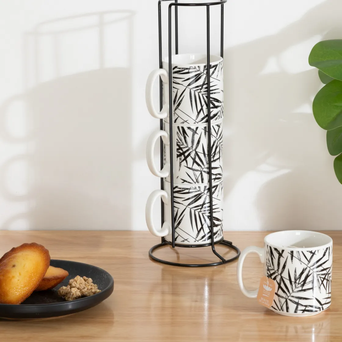 ATMOSPHERA Rack 4 mugs "Floral green" Outlet