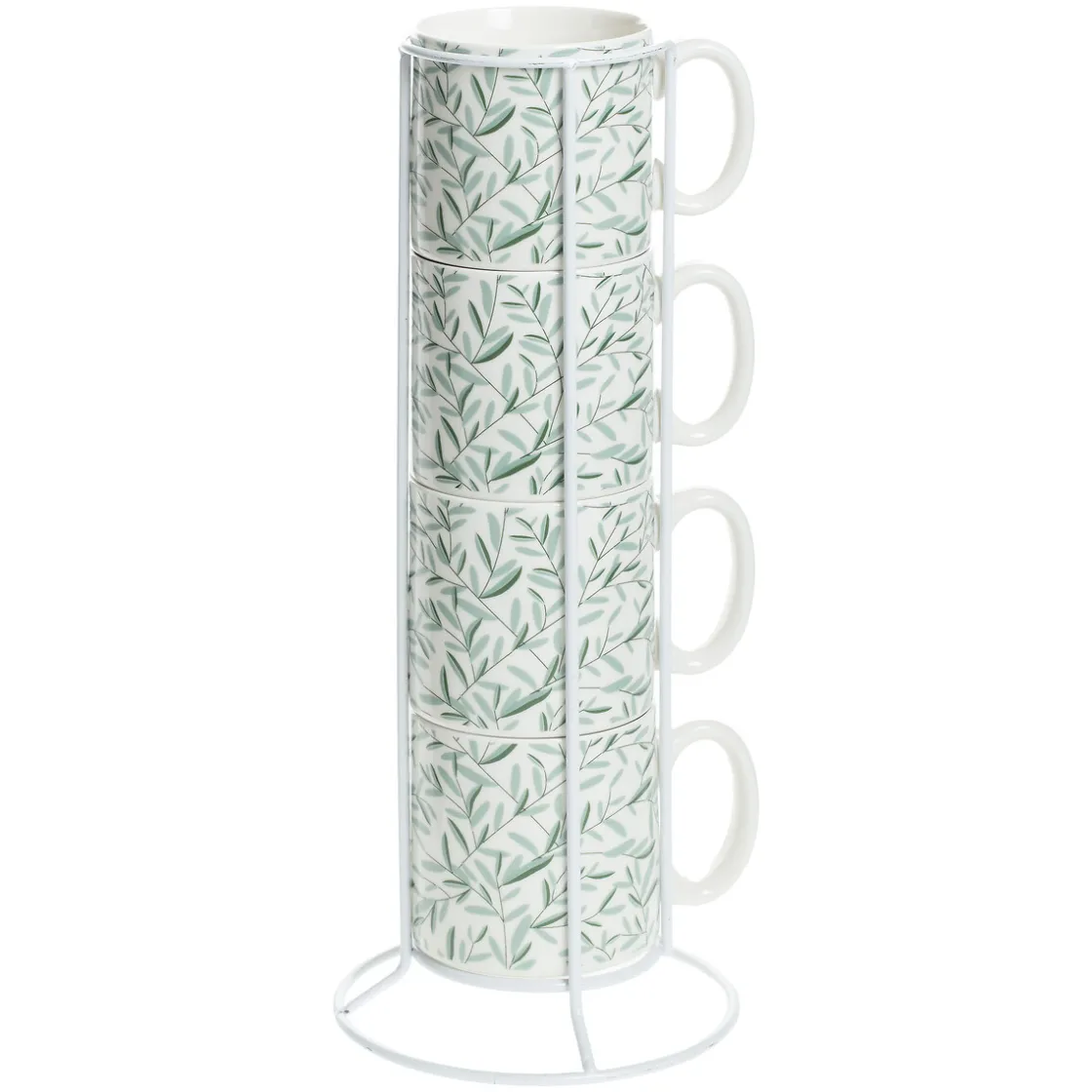 ATMOSPHERA Rack 4 mugs "Floral green" Outlet