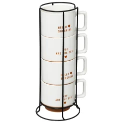 ATMOSPHERA Rack 4 mugs "Hello" Clearance