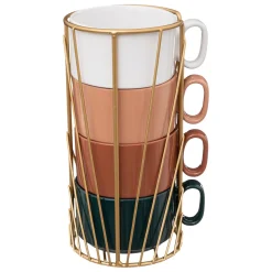 ATMOSPHERA Rack 4 mugs "Le Collectionneur" New