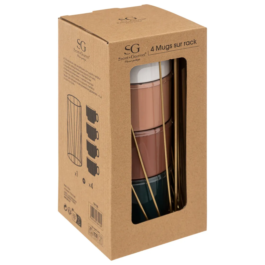 ATMOSPHERA Rack 4 mugs "Le Collectionneur" New