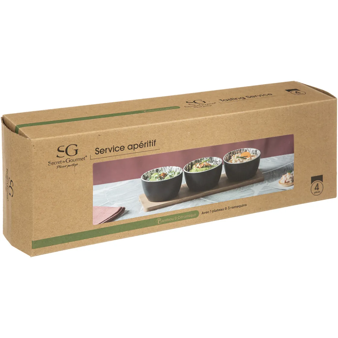 ATMOSPHERA Service apéritif 4 pièces "White Floral"