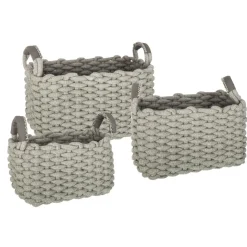 ATMOSPHERA Set de 3 paniers à anses rectangulaires "Tricot"