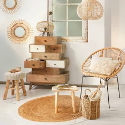 ATMOSPHERA Tapis en jute bord blanc Clearance