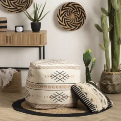 ATMOSPHERA Tapis en jute bord noir New