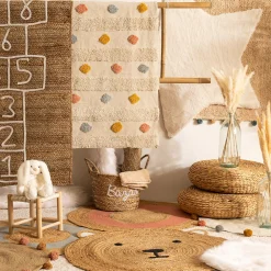 ATMOSPHERA Tapis enfant, pompons New